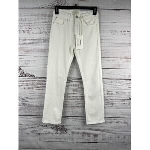 DL1961 Emie Straight Jeans Women's 12 White Mid Rise Stretch Denim Ankle Pants